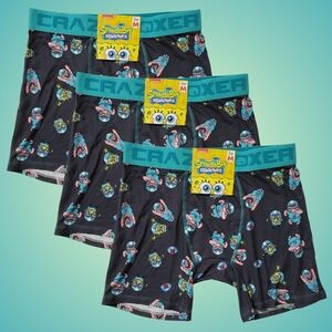 3 CRAZY BOXER Spongebob American Football Boxer Briefs Men Medium NWT